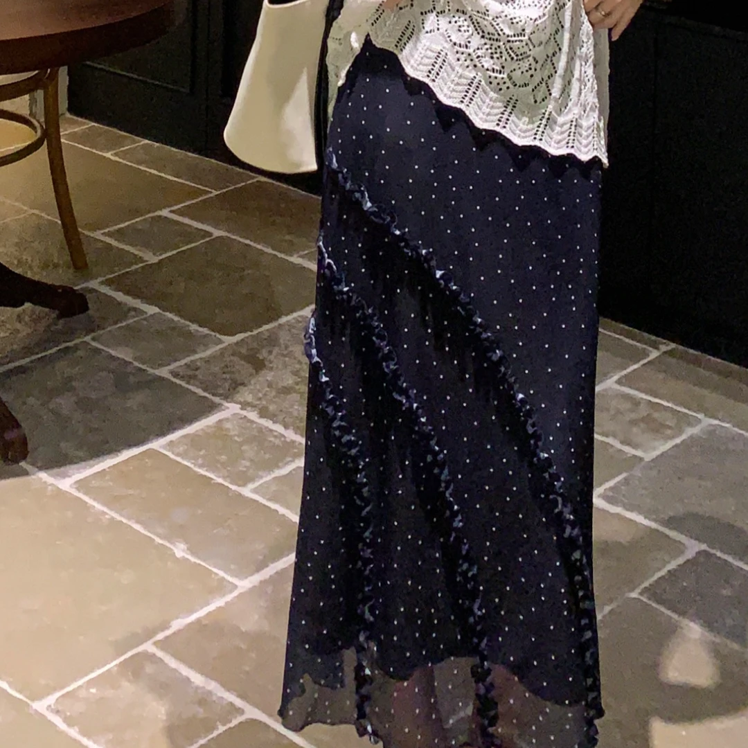 【芝士Cheese】枫格周末 波点不褪色荷叶边长裙松紧腰半身裙夏季