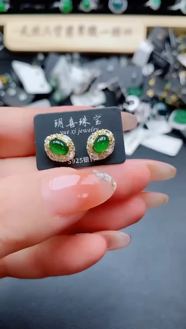 银S925镶嵌戒指翡翠1