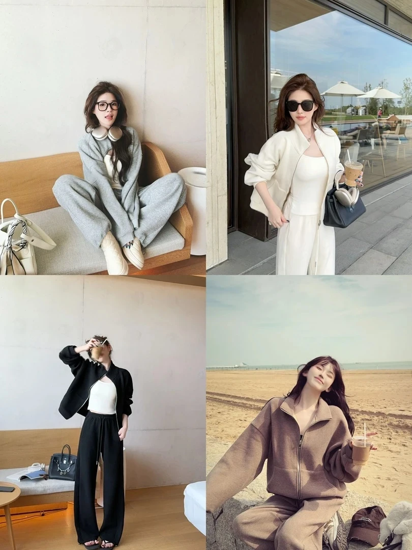 许妍套装外套+休闲裤预时尚秋冬款百搭简版