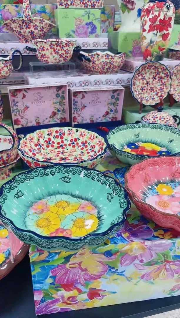 瓷波浪盘四个粉黛樱花碧海莫妮卡