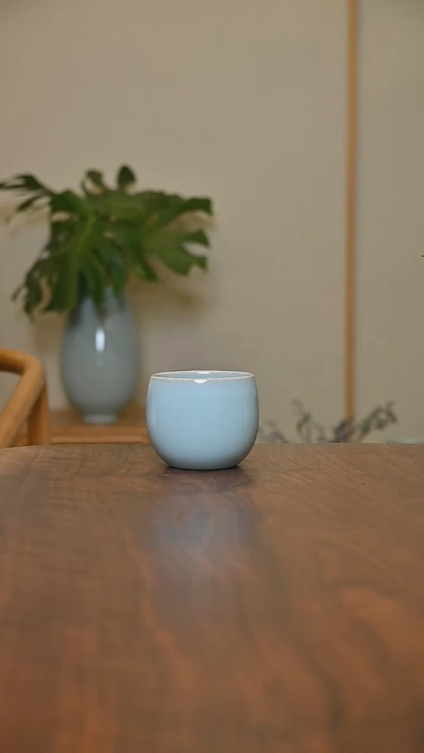 暖心杯 天青 微瑕 朱法喜款