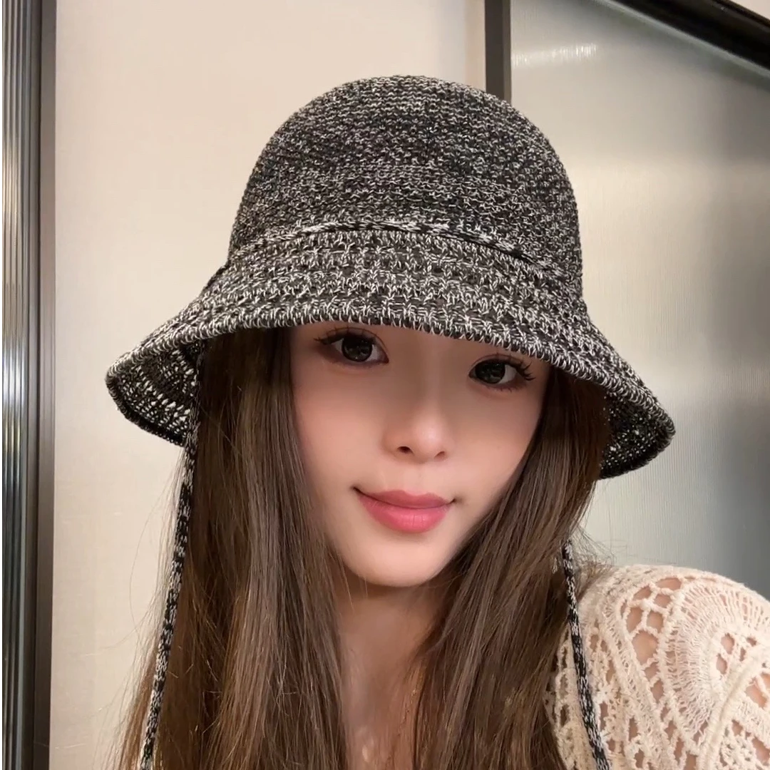 韩版夏季时尚镂空遮阳百搭针织帽编织显脸小帽子大头防晒帽渔夫帽