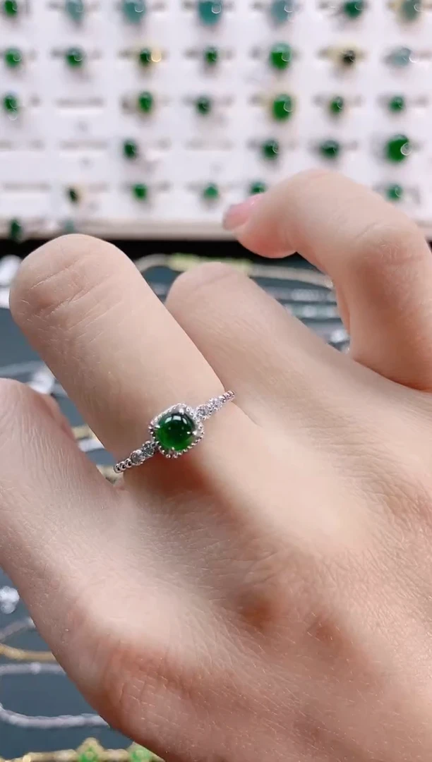 【闪购商品】翡翠戒指银S925镶嵌天然翡翠