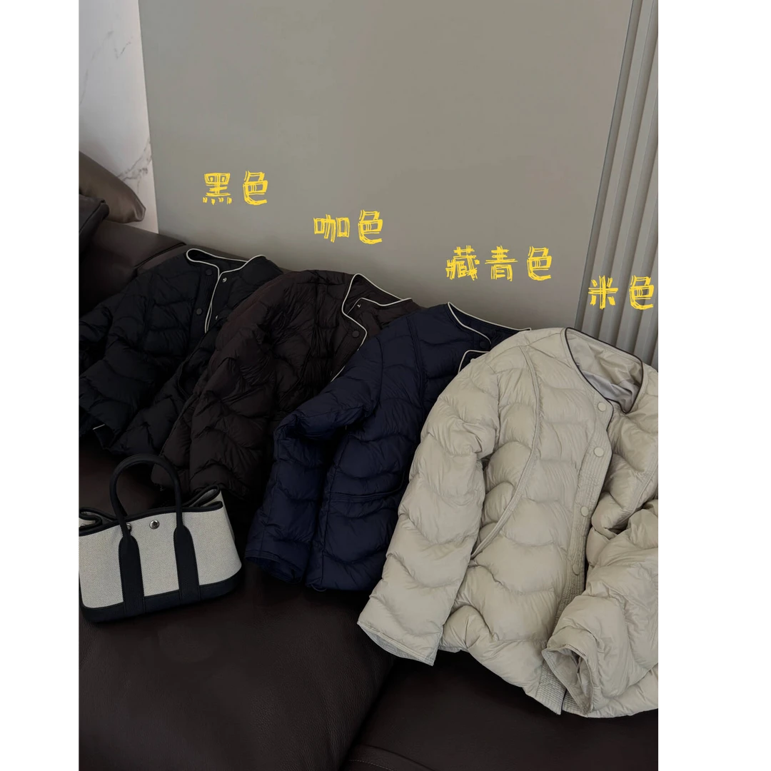 Y.M | 小云朵 轻磅来袭 保暖轻羽简约拼色质感无领羽绒服85018