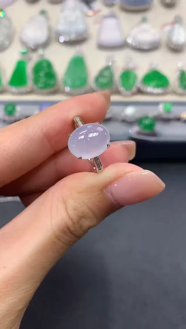 【闪购商品】翡翠戒指18K金镶嵌a22紫货有色差