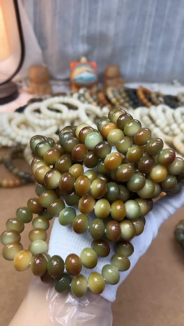 菩提根/象牙果手串14.7水磨圆滚滚一条0801