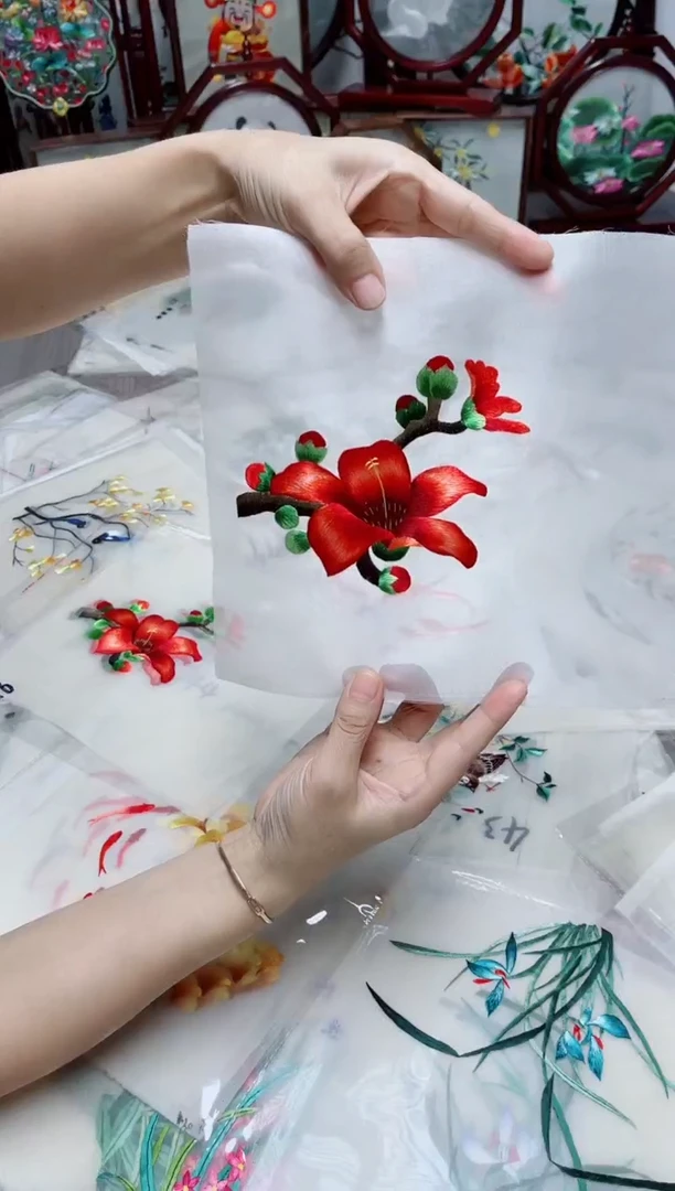 织绣纯手工苏绣双面绣绣布