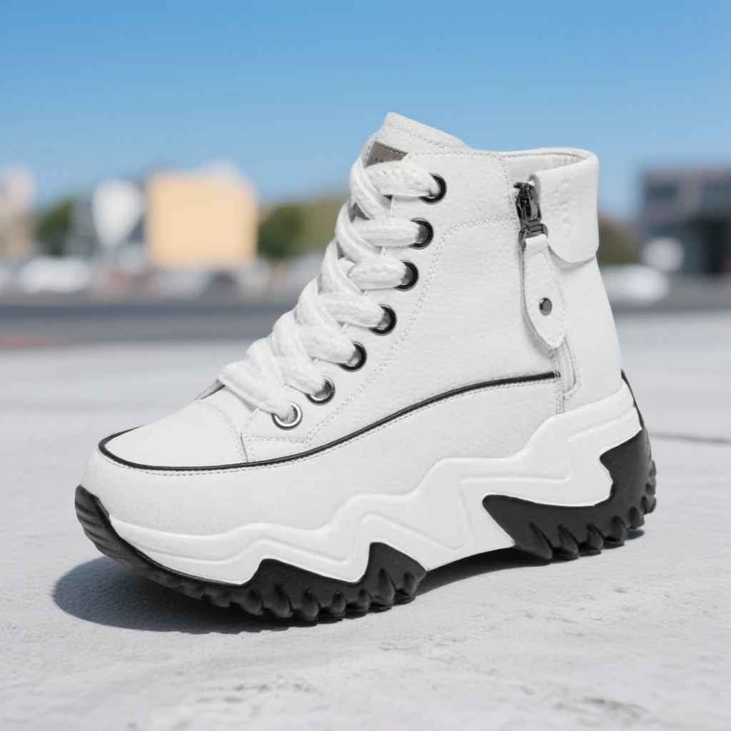 增高7公分真皮女鞋小白鞋2025秋冬季运动休闲鞋小个子厚底老爹鞋