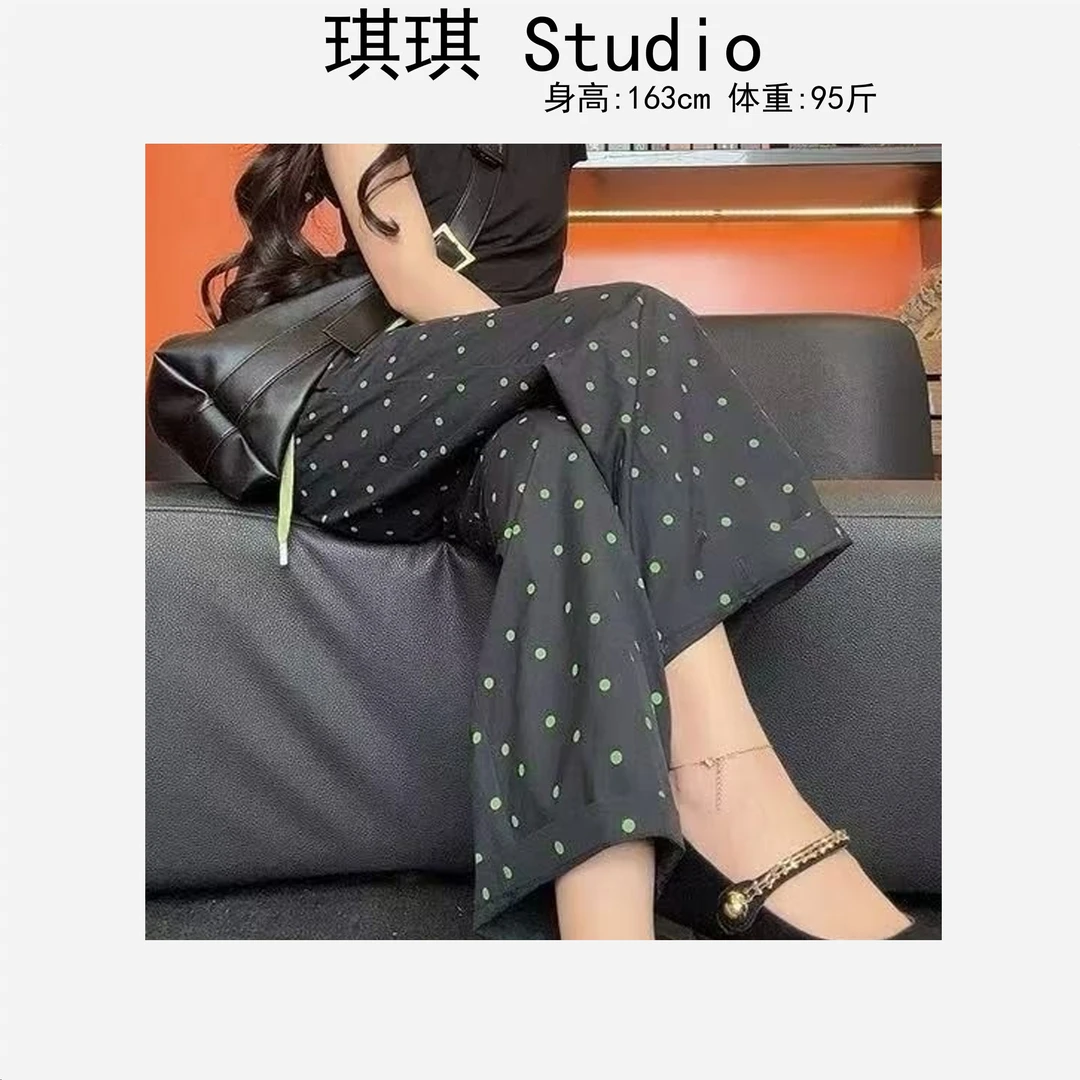 《琪琪家》春夏季新款潮流气质时尚重工设计感波点休闲裤24216-G