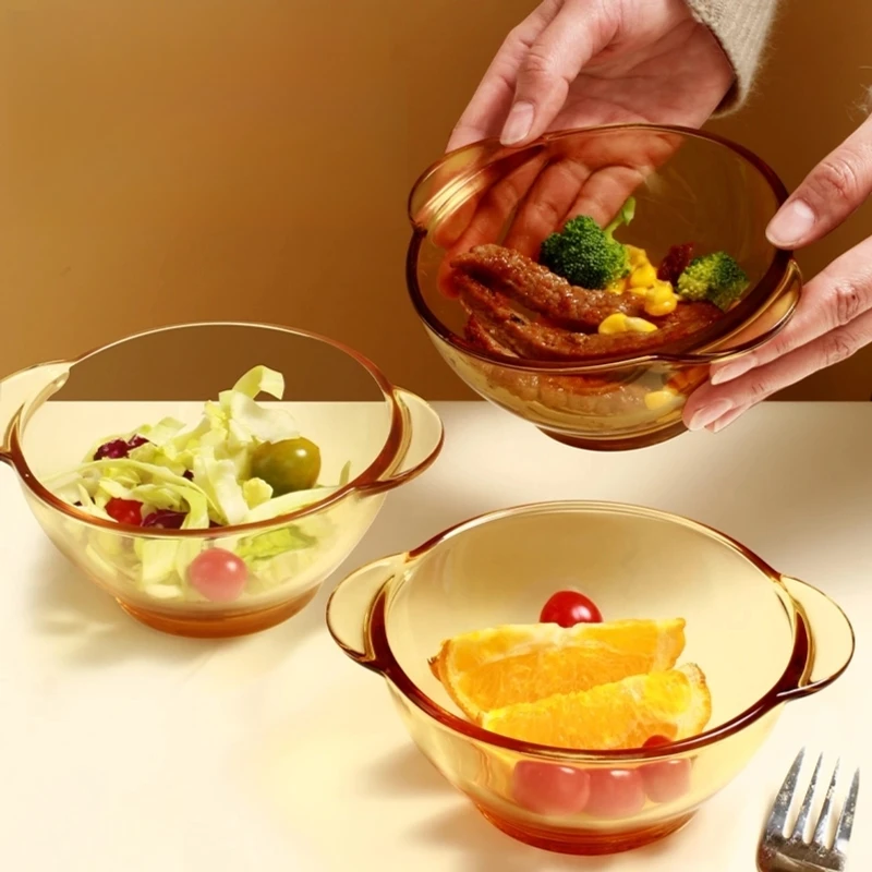 远哥专属 SHOOFAIR玻璃法式碗餐具琥珀色碗盘耐热饭碗双耳碗两只