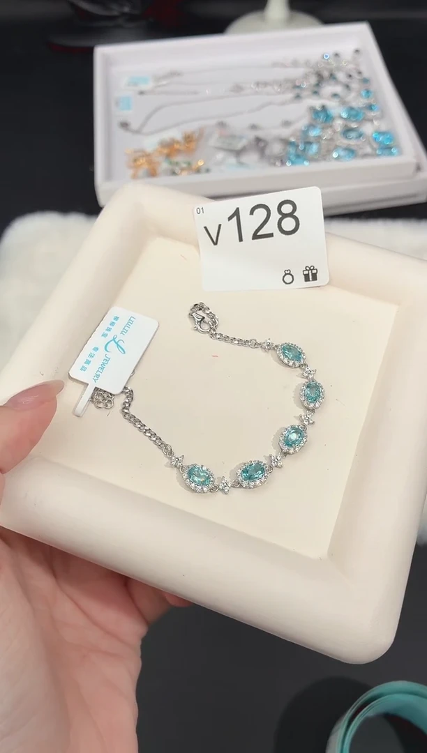 银S925镶嵌磷灰石手链多样性发一V128