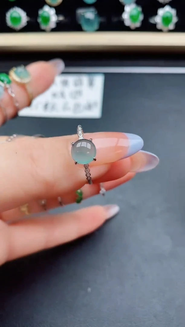 翡翠戒指银S925镶嵌50805