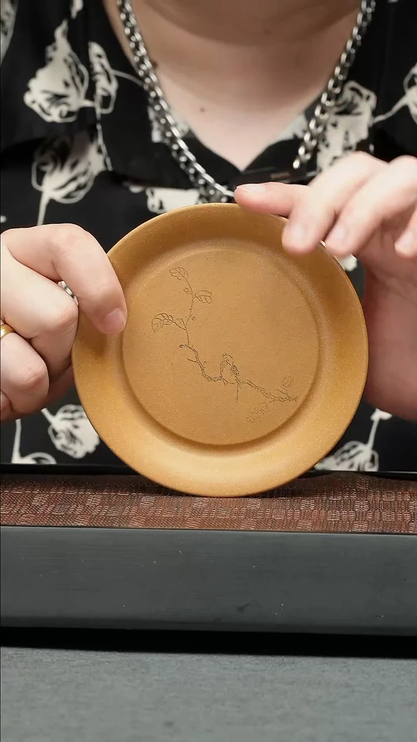 紫砂茶宠茶宠-刻鸟盘