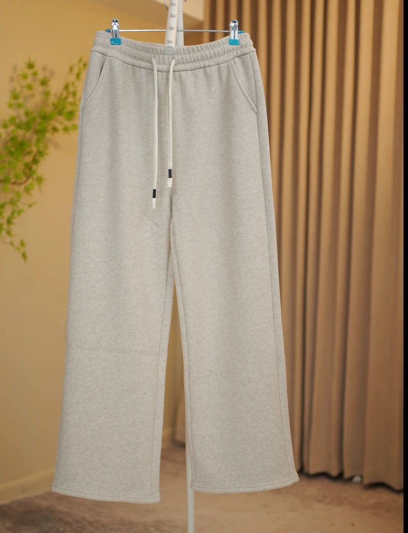 2025秋冬加绒加厚直筒裤高腰休闲裤保暖时尚长裤阔腿裤宽松针织