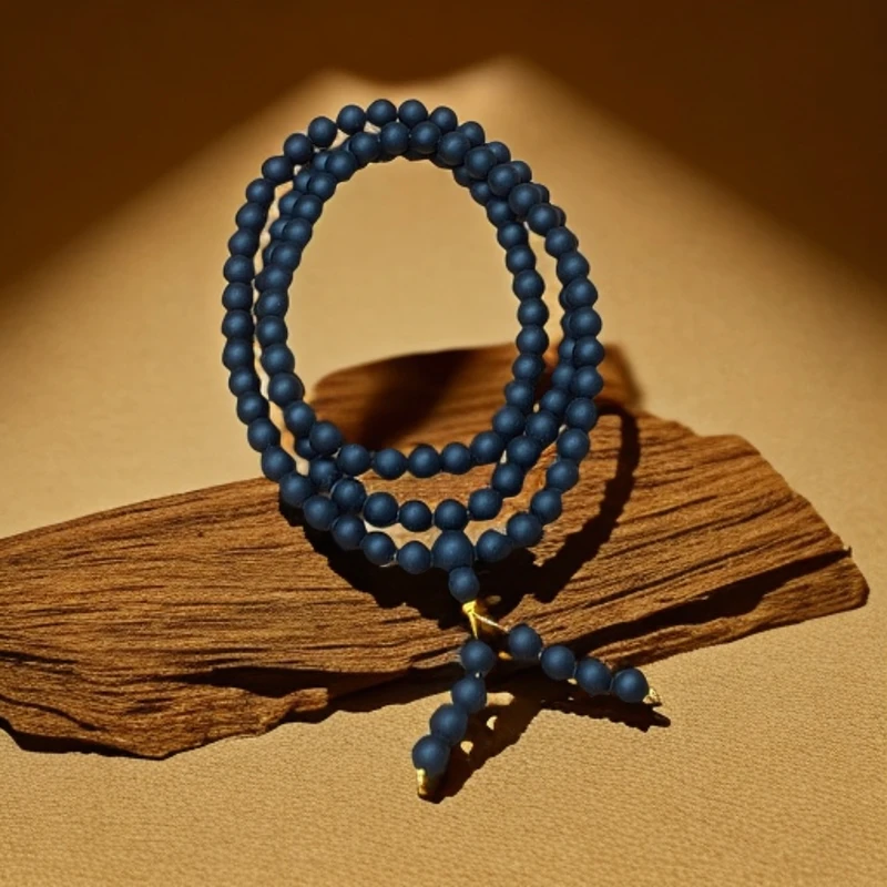 药草香黑色磨砂面0.8规格多圈文玩手串