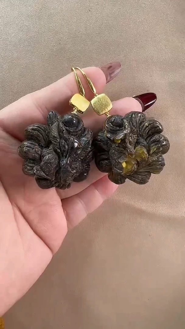 【闪购商品】琥珀耳饰未镶嵌耳环