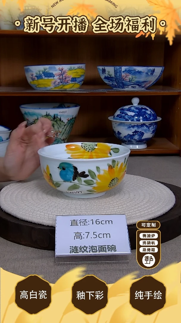 盘【陶源造】景德镇手绘釉下彩陶瓷餐具