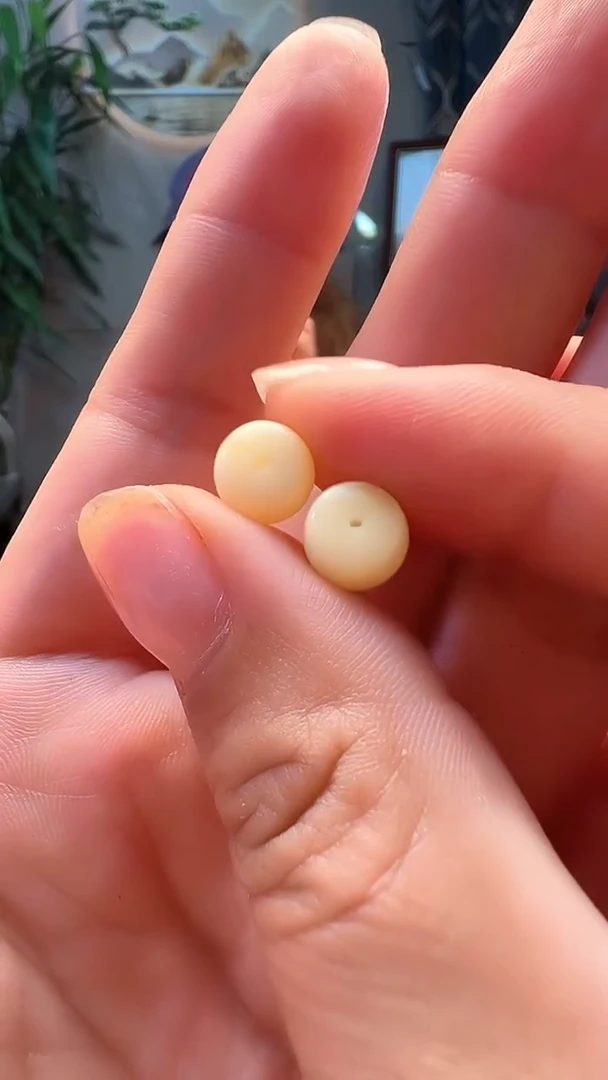 裸石蜜蜡未镶嵌8+蜜蜡白花蜡精工老型对珠 一对 多样性拍一发一