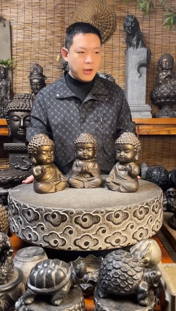 石材20宝宝佛一套（三款）天然青石雕刻
