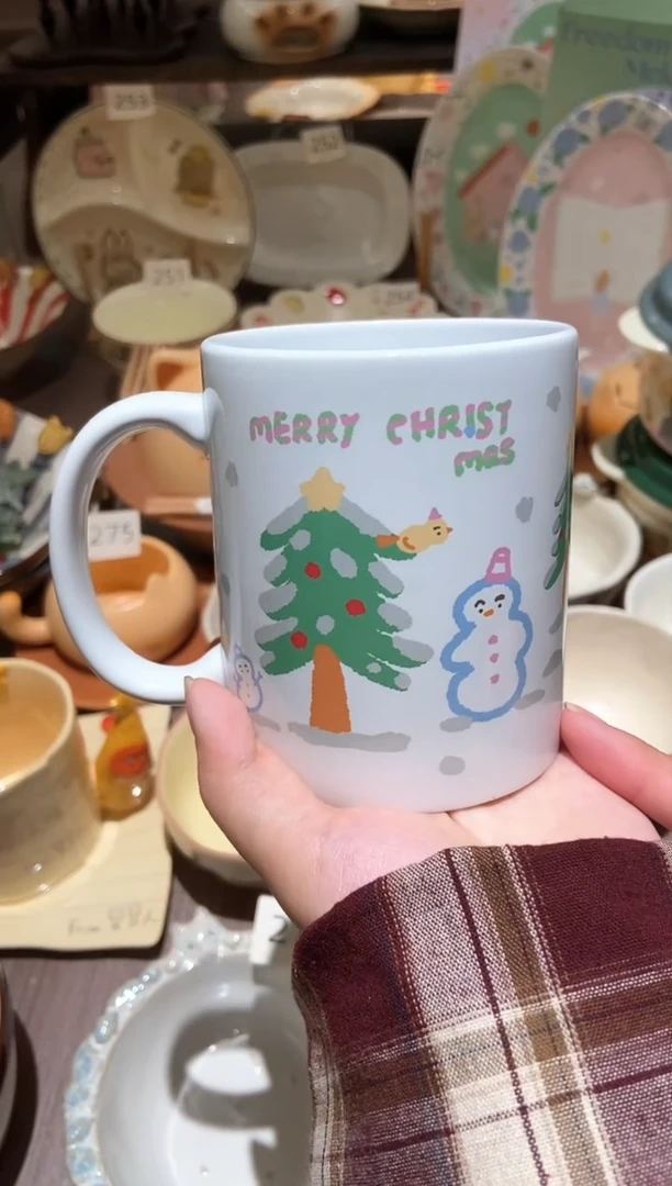 瓷雪人圣诞杯子