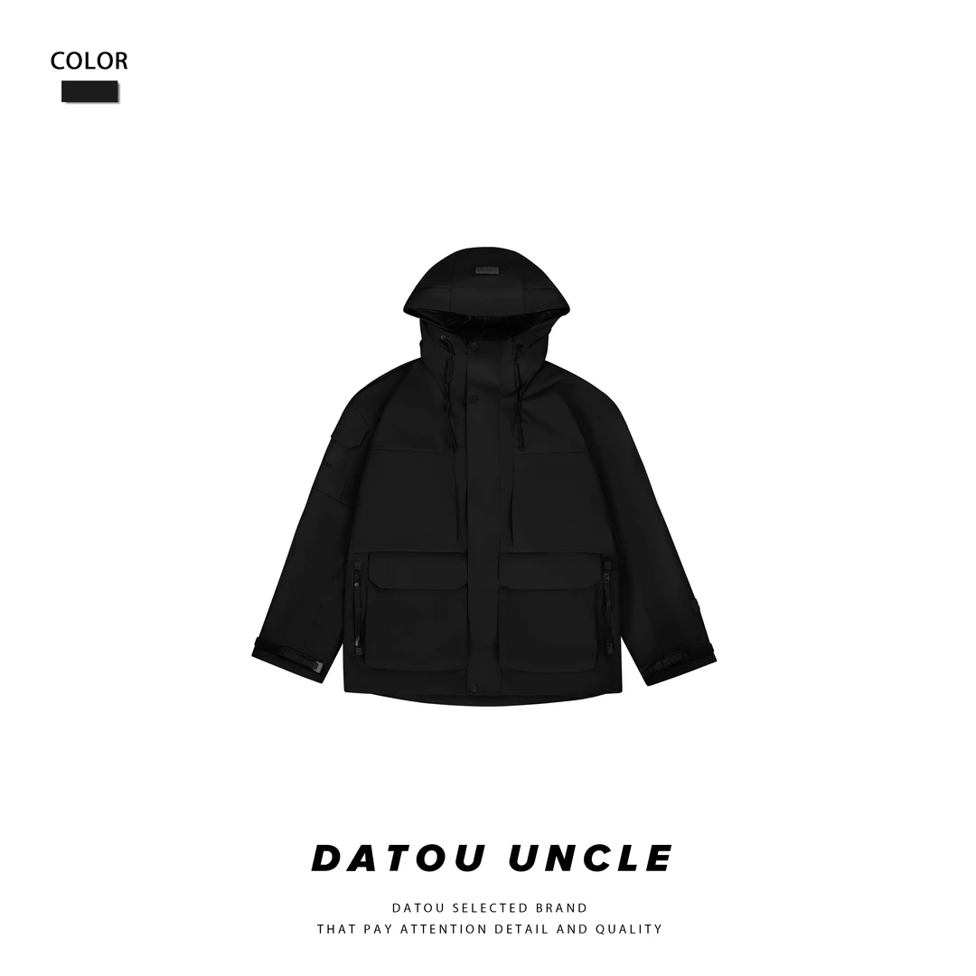 【大头叔叔】黑金系列新三防户外连帽冲锋衣立领羽绒服DDY3306
