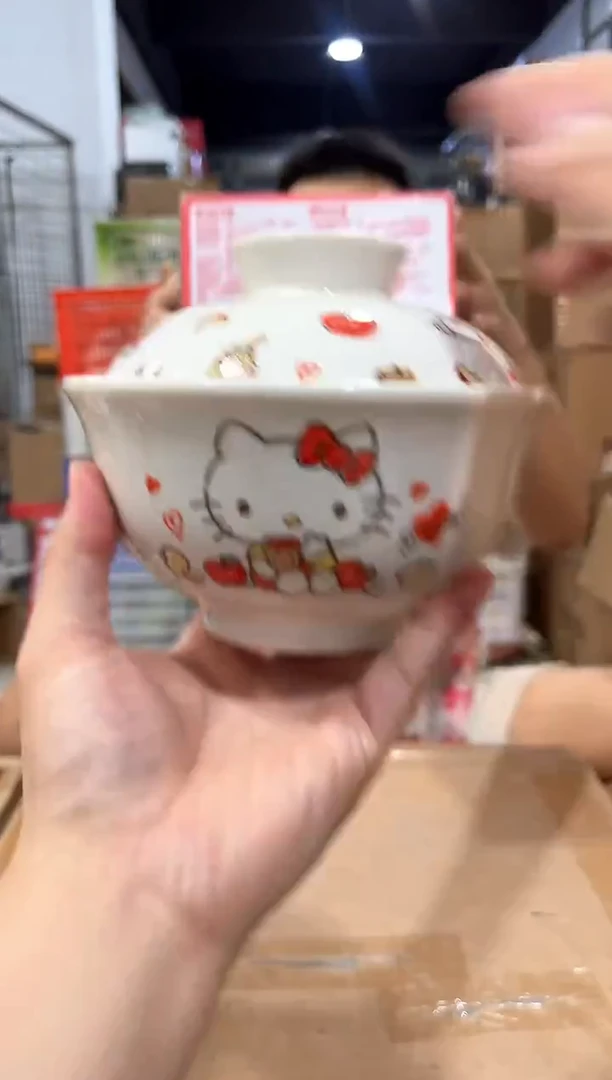 瓷片A款原盒kt猫带盖泡面碗