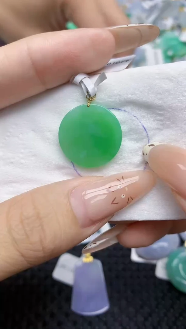 翡翠18K金镶嵌颈饰392   天然翡翠A货