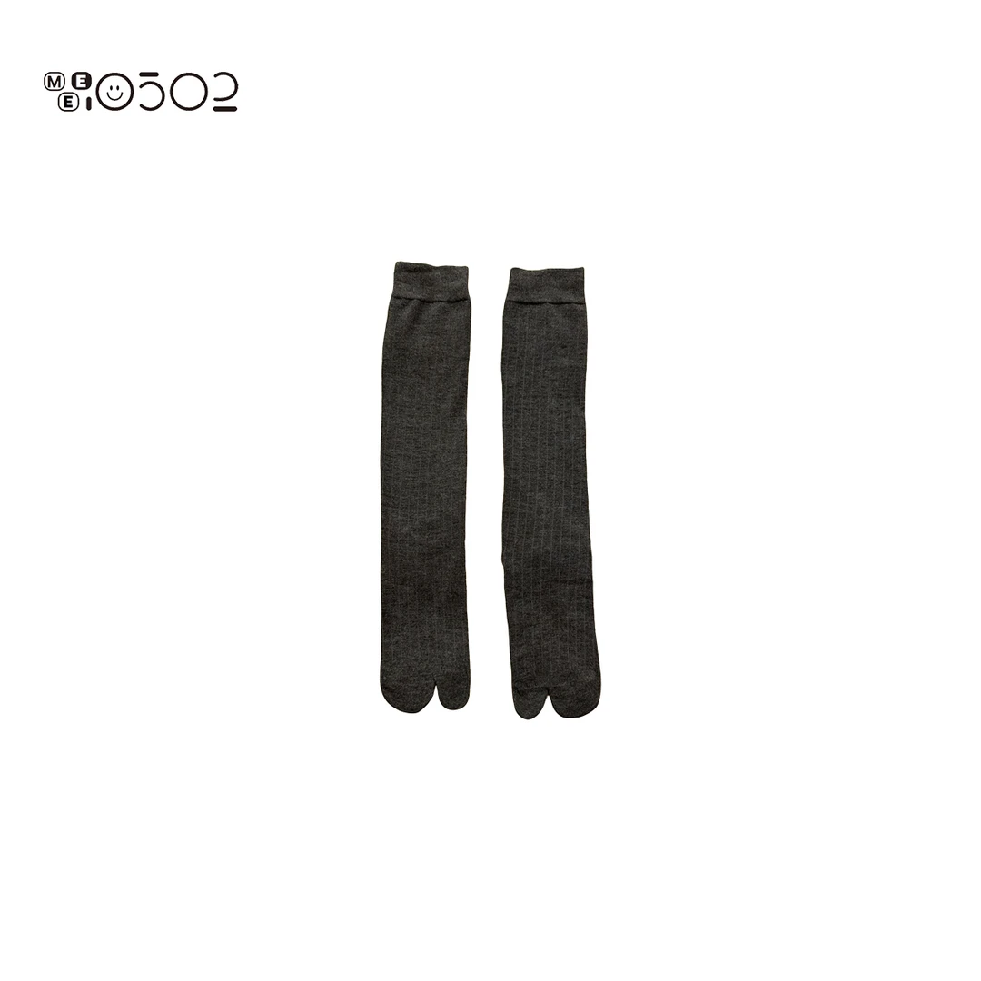 MEI0502 弹力缪系竖坑条纹深灰色超洋气小腿袜校园风 2505213