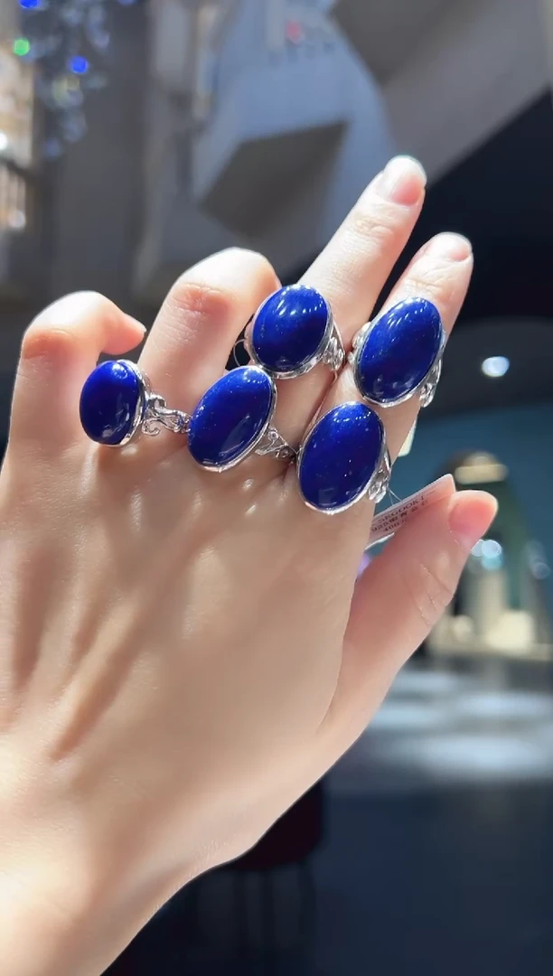 【闪购商品】青金石戒指银S925镶嵌27】多样性发其一，天然有瑕