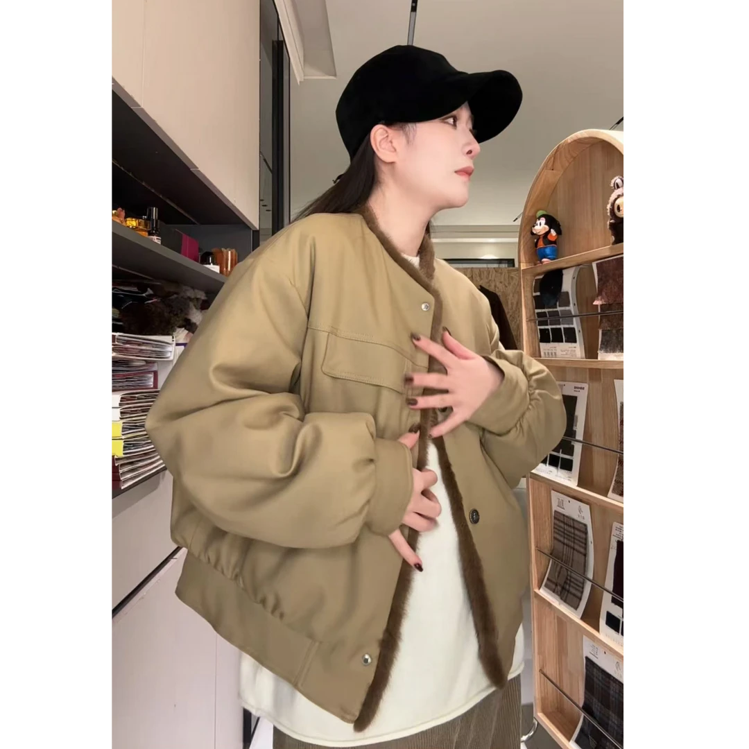 冬季百搭设计感巨好看的厚款卡其色短款外套女冬季#1256