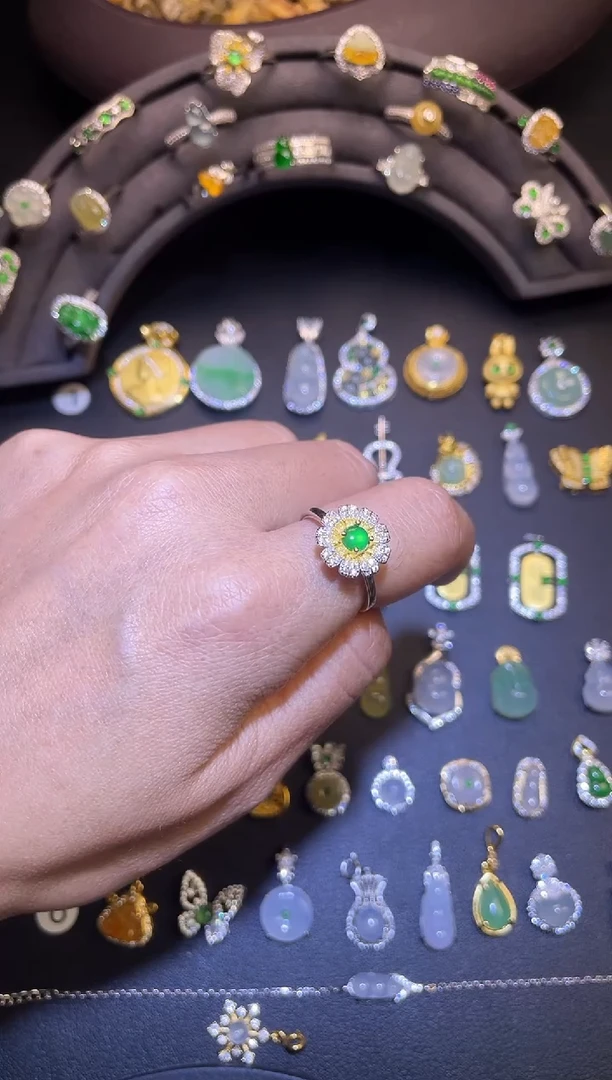 吊坠(不含链)银S925镶嵌翡翠荧*1