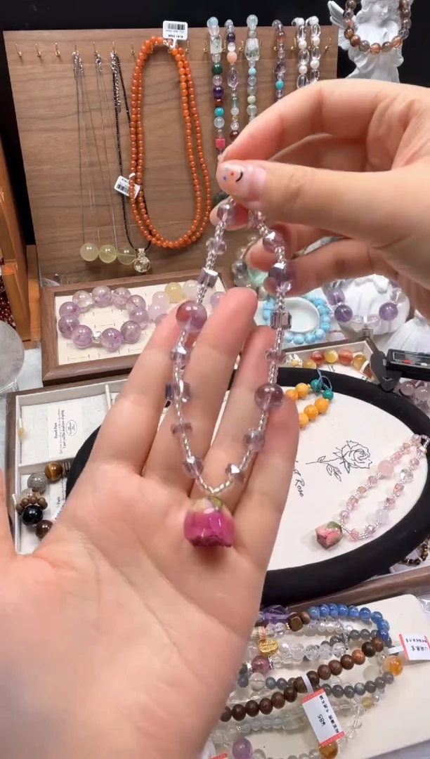 水晶手链未镶嵌紫色手机链