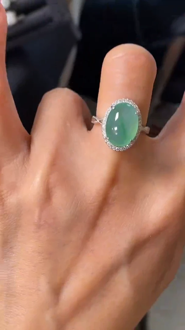 【闪购商品】翡翠戒指银S925镶嵌7689