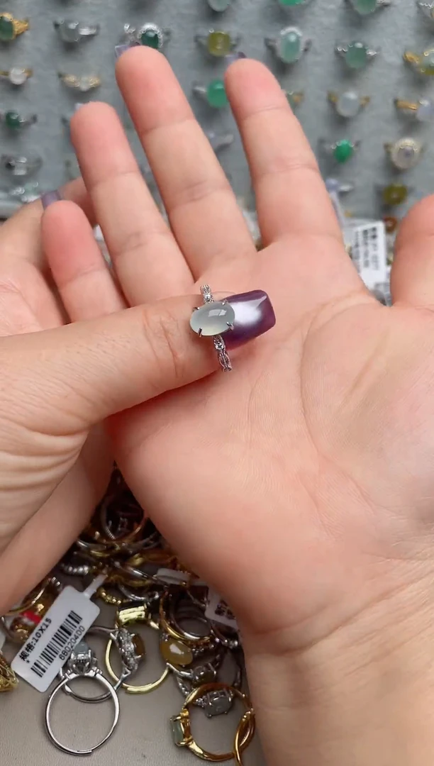 翡翠戒指银S925镶嵌.