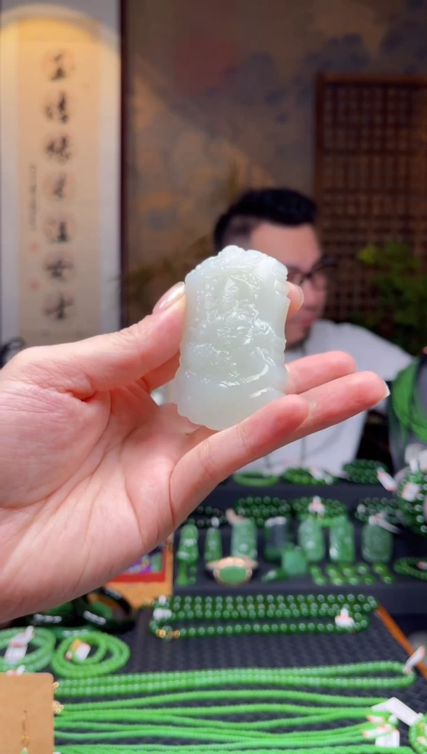 颈饰未镶嵌和田玉精品白玉财财牌子吊坠