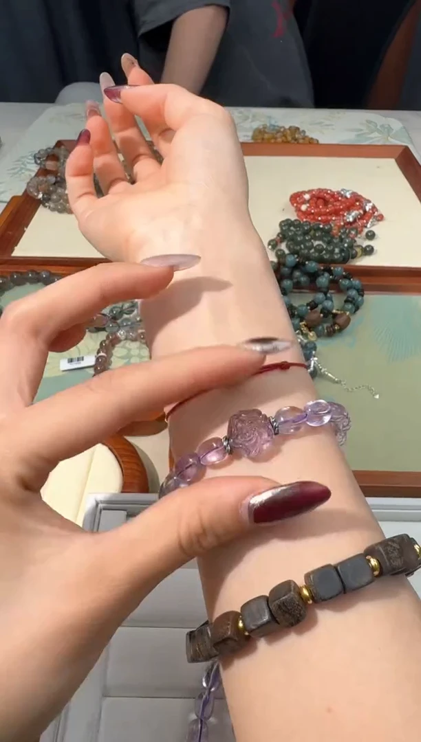 【闪购商品】水晶手链银S925镶嵌Z051紫水糖豆花花款