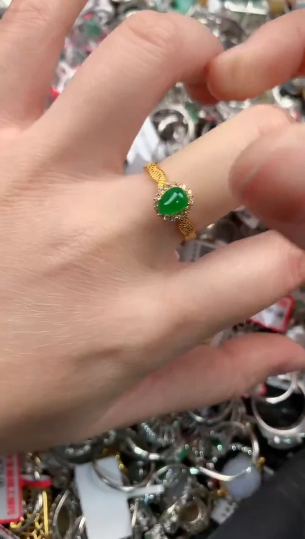 银S925镶嵌戒指翡翠555            8