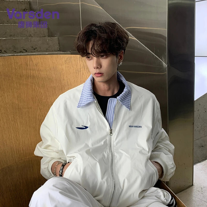 唐狮集团Varsden2025秋季新款假两件外套男韩系学院风高级感夹克