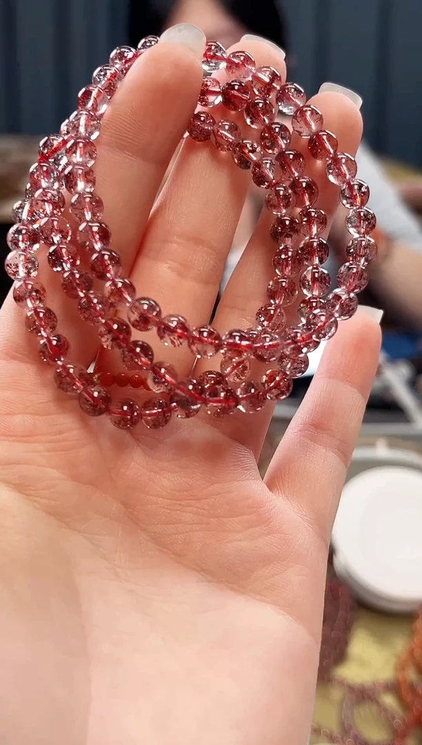 未镶嵌手串水晶金草莓超七单圈手串5mm【多样性发一】