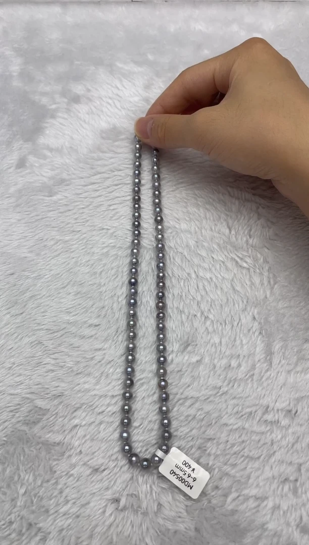 项链银S925镶嵌海水珍珠AK真多麻6-6.5mm