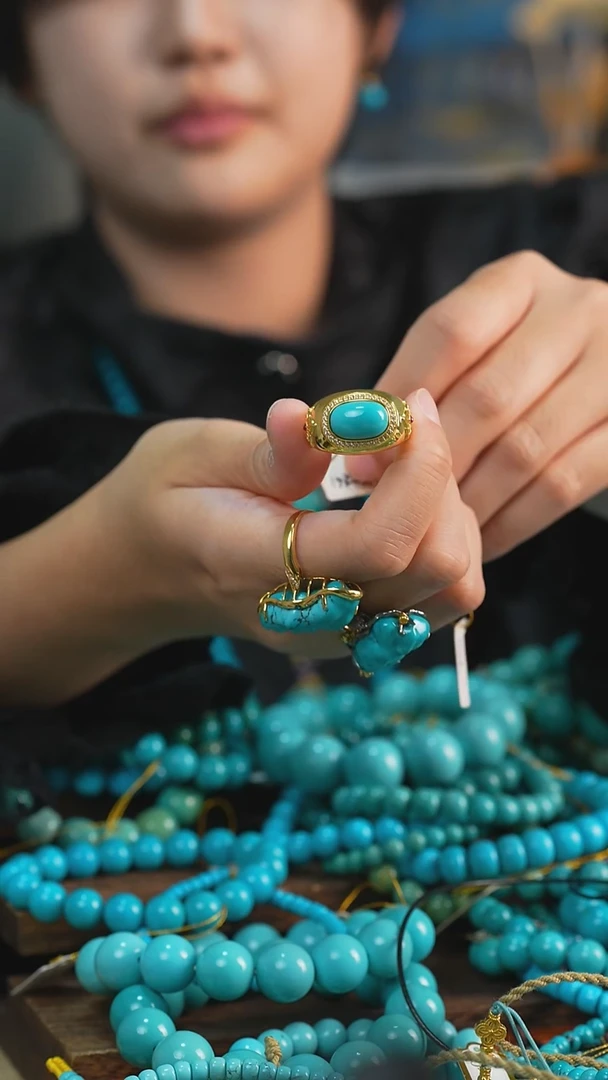 银S925镶嵌绿松石戒指多样性发一