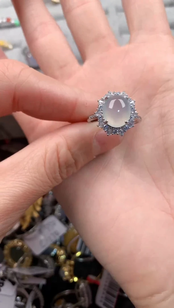 银S925镶嵌戒指翡翠444-----4