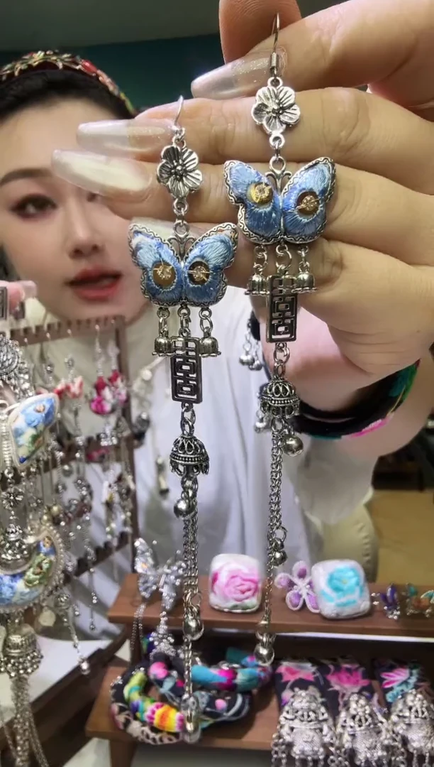 刺绣纯手工民族风刺绣耳环