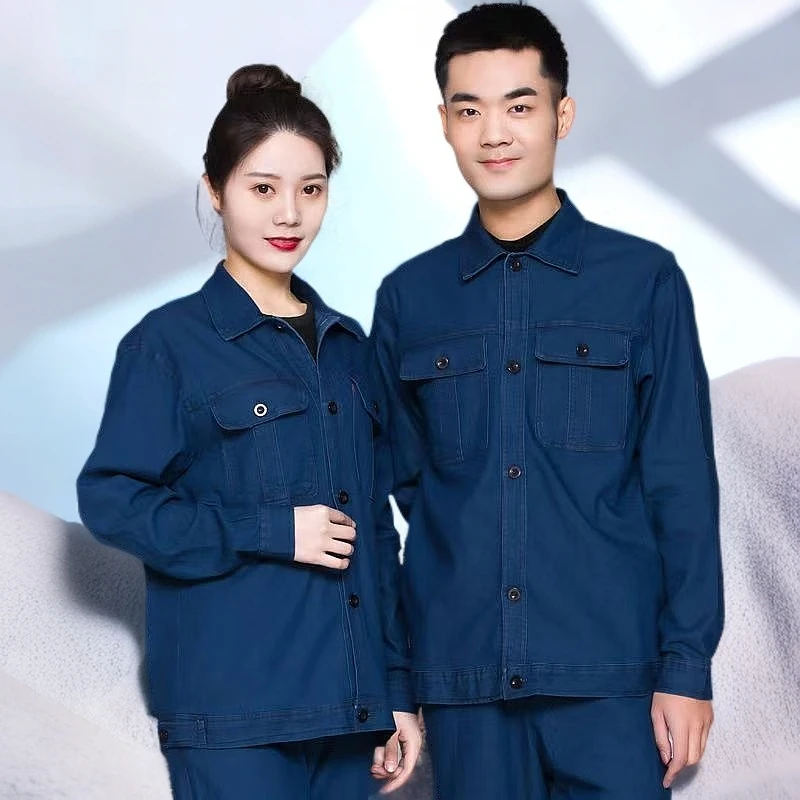 薄款夏装牛仔工作服套装男耐磨焊工防烫电焊劳保服工地纯棉夏季