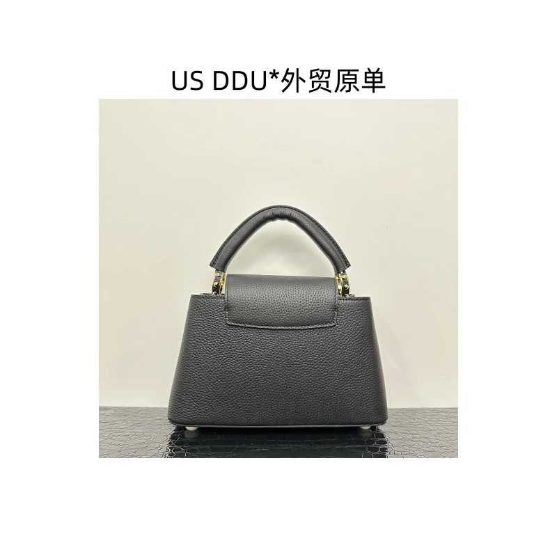 L KP时尚黑色牛皮单肩铂金包手拎包戴妃包荔枝纹HC168-黑