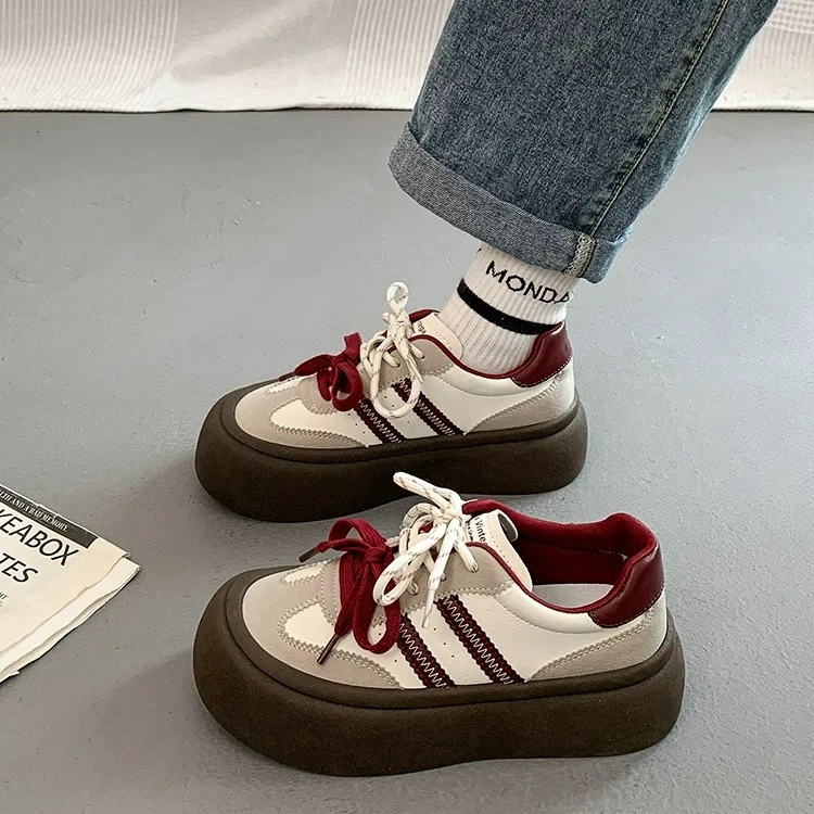 892-2（单里）复古德训鞋女款爆款厚底增高小白鞋小众休闲板鞋