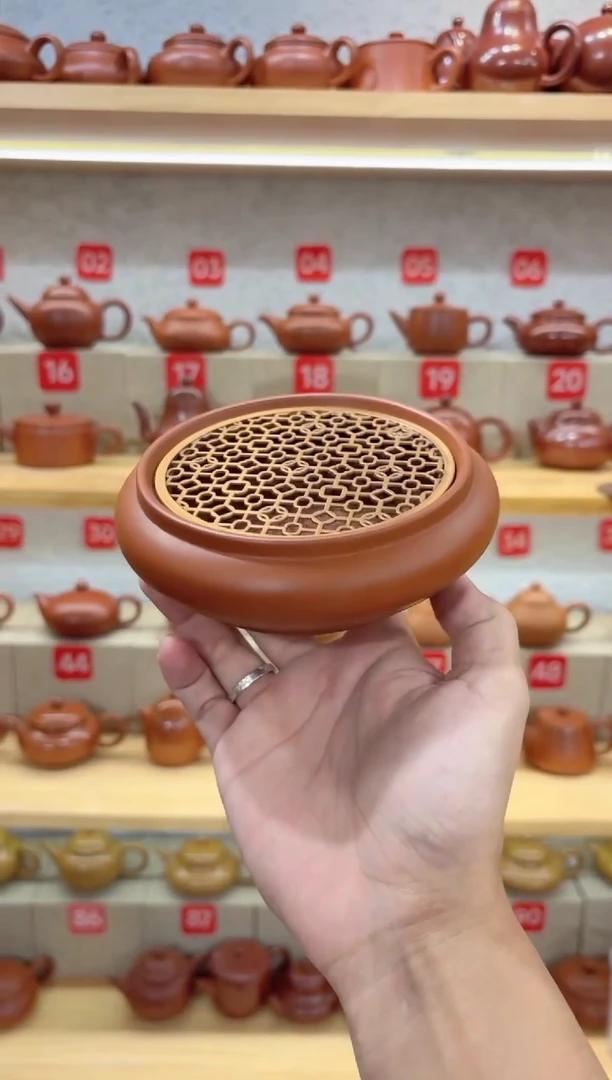 茶壶紫砂开播浮力镂空壶承内直径10外直径13