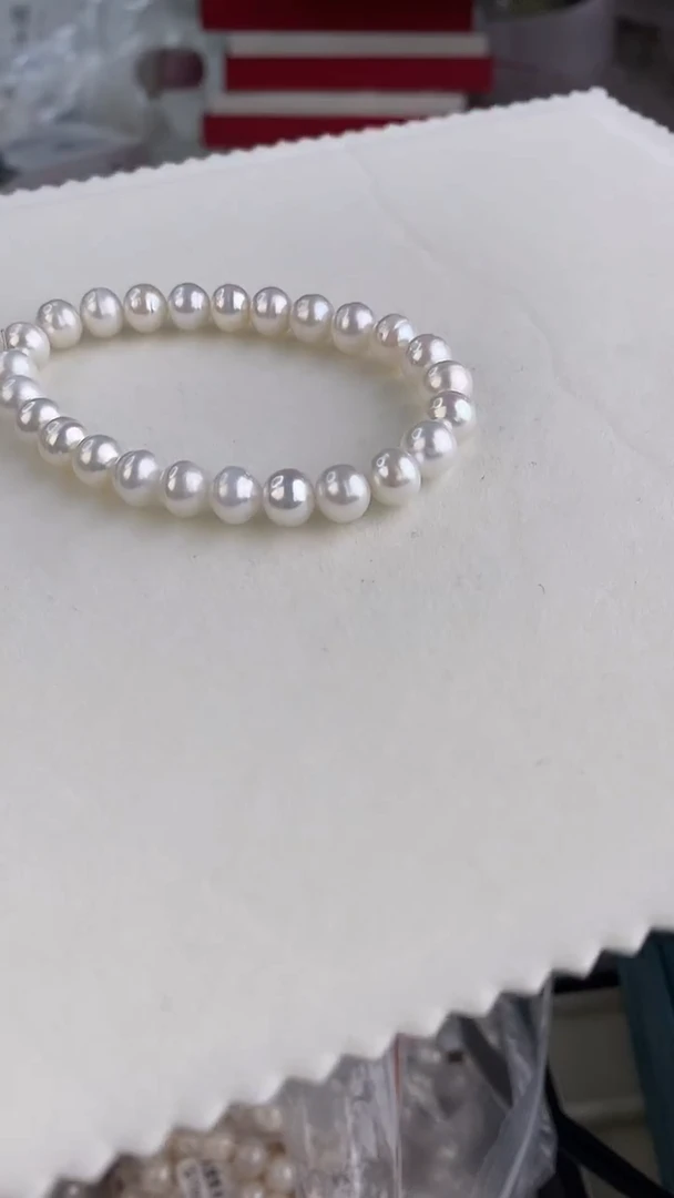 淡水珍珠银S925镶嵌颈饰弹力绳手链精致百搭