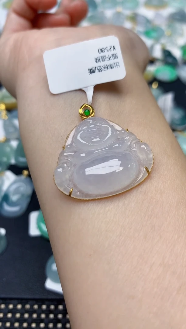 颈饰18K金镶嵌翡翠天然缅甸A货翡翠