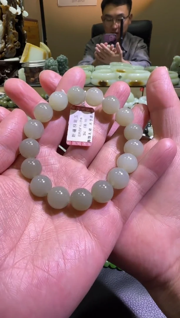 未镶嵌手串和田玉近矿青白玉手串（产地直发）